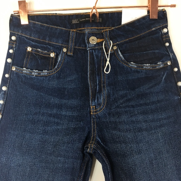 Zara Cigarette Pearl Jeans 00 x/i - Picture 4 of 8